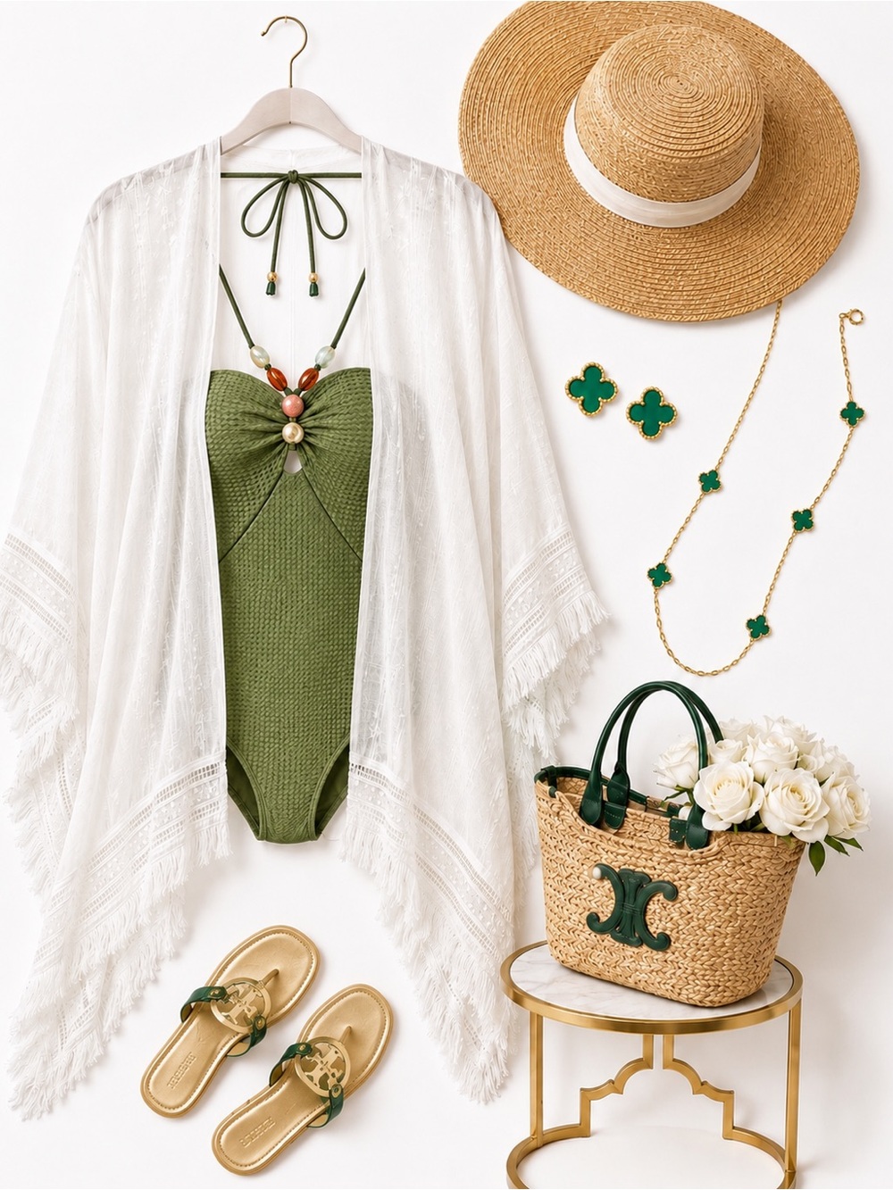 Swim Coverup White Kimono